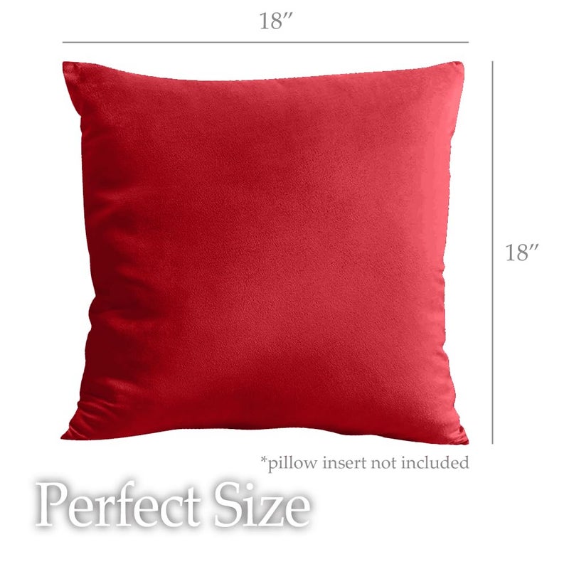 lalaLOOM Velvet Throw Pillow Covers, Set of 2, 18x18 Decorative Square Pillows Home Decor, Soft Accent Cases, Silky Machine Washable Pillowcases for Sofa, Couch, Bedroom, Living Room, Ruby Red - Image 5